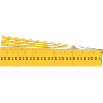 BRADY Pipe Marker: Vent, Yellow, Yellow, Fits 3/4 in and Smaller Pipe O.D., 28 Pipe Markers - Vent Adhesive Pipe Markers