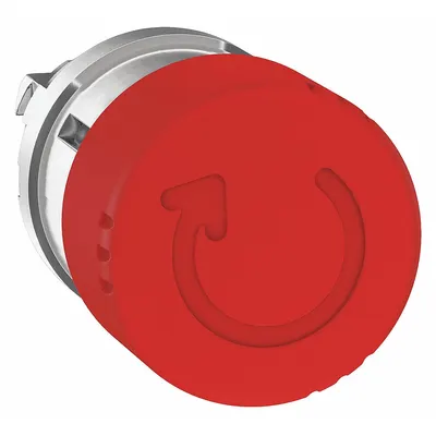 SCHNEIDER Emergency Stop Push Button: Red, 22 mm Mounting Size, Metallic - Mushroom-Head Push-Button Operators