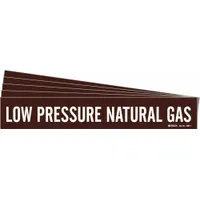 Pipe Marker: Low Pressure Natural Gas, Brown, White, Fits 2 1/2 to 7 7/8 in Pipe O.D., 5 PK (MPN 7387-1-PK)