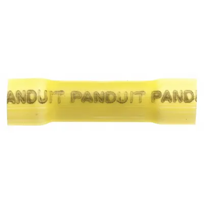 PANDUIT Butt Splice Connector: Yellow, Vinyl, For Wire Size 12 AWG – 10 AWG, 600 V - Insulated Butt Splice Connectors
