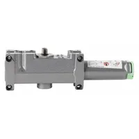 Aluminum cylinder assembly for 4110T series door closers. Controls door closing speed and force. ADA compliant. Designed for left-hand mounting. Suitable for commercial door applications