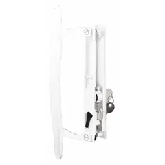 This recessed handle lock is designed for sliding doors in residential and light commercial settings. It provides a flush-mount solution that secures the door from sliding open. Dimensions: 9 inches height, 2 inches width.