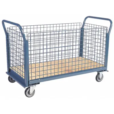 JAMCO Platform Truck: 1,200 lb, 48 in L x 24 in W x 10 in H Deck - Load-Securing Wooden-Deck Platform Trucks with Side Panels