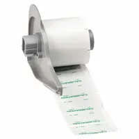 Polyester precut label roll in gray/green with acrylic adhesive, halogen-free. Sizes: 3/4 in x 1 1/2 in and 1 1/2 in x 3/4 in. Compatible with BMP71 printer. Used for on-demand identification of calibration equipment in industrial maintenance and quality assurance