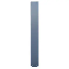 This pilaster is designed for use in commercial bathroom partition systems, providing structural support and privacy between stalls. It features a Graphite Grafix color with a matte finish and a resin impregnated kraft paper inner core. Dimensions: 82 inches high, 4 inches wide, 3/4 inch thick.