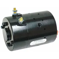 DC wound field motor designed for hydraulic lift applications. Operates at 12V DC, 1-3/5 hp, 2800 RPM, with a full load current of 200 A. Features a 9/16 in shaft diameter, 6 13/16 in overall length, and CCWSE rotation
