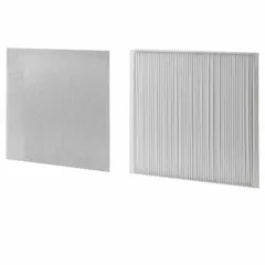 Replacement filter made of polycarbonate/polyester. Overall height and width are 8.366 inches. Compatible with chillers for maintaining air quality and system efficiency in cooling applications.