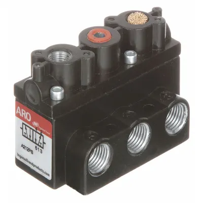 ARO Pilot Air Control Valve: Alpha Series, Four-Way / Two-Position, 5 Ports - ARO Alpha Series Pilot-Operated Inline Air Control Valves