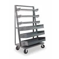 APPROVED VENDOR Bin Cart: 1,500 lb, 0 Bins/Tubs, 6 Shelves, Gray, Gray, 1 Usable Sides (MPN ATT-2438-95)