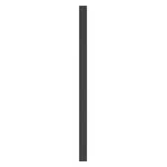 This pilaster is designed for use in commercial restroom partition systems, providing structural support between panels. It features a black matte finish and an inner core of resin impregnated kraft paper. Dimensions: 82 inches high, 4 inches wide, 3/4 inch thick.
