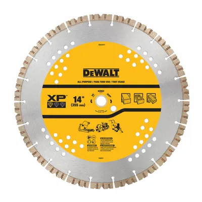 DEWALT Diamond Saw Blade: Block/Brick/Concrete, 14 in Blade Dia., 1 in Arbor Size - Concrete & Asphalt-Cutting Blades