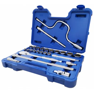 WESTWARD Socket Wrench Set: 1/2 in Drive, 26 Piece, 12-Point, SAE - SAE Socket Sets with Drive Tools