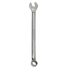 This SAE 12-point combination wrench features a 1/2 in head size and 8 in overall length with an offset design. Constructed of alloy steel with a chrome finish, it is suited for tightening and loosening fasteners in confined spaces.