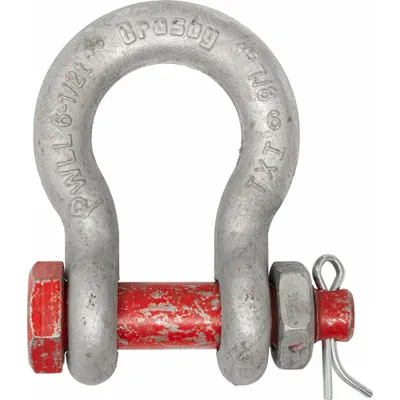 CROSBY Anchor Shackle: Anchor Shackle, 27,000 lb Working Load Limit, 2 1/4 in Wd Between Eyes - Anchor Shackles for Lifting