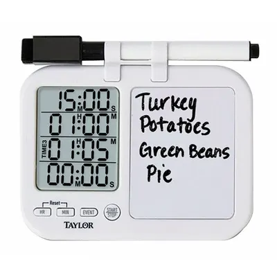 TAYLOR Digital Timer with Whiteboard: (4) Unique Alarm Tones/Memory Recall/Stand with Magnet - Digital Timers