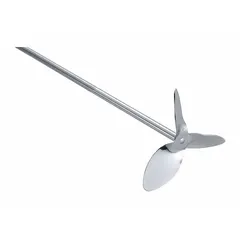 This IKA overhead stirrer impeller features a three-blade propeller design for efficient mixing, blending, and suspending of materials in laboratory and industrial processes. With a 5 1/2 in blade diameter, 3/8 in shaft diameter, and 21 3/4 in shaft length, it is compatible with manufacturer model number 0025000750.