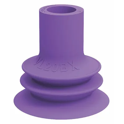 PIAB Vacuum Pad: Plain Pad without Adapter, 20 mm Pad Dia, Thermoplastic Elastomer - Bellows Type Packaging Industry Vacuum Pads