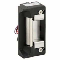 Cylindrical electric strike for access control systems, constructed of stainless steel. Measures 1 1/4 in wide by 4 7/8 in high. Operates on 12/24V input voltage. Performance Duty Rating 1 - Heavy Duty. Suitable for use with cylindrical locksets in commercial and industrial door applications.