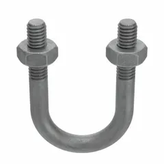 This steel U-bolt is designed to secure 1/2" pipe, conduit, or tubing to structural supports. It features a 3/8"-16 thread size and a 2 1/4" inside height. Commonly used in plumbing, HVAC, and industrial piping systems for fastening and stabilizing pipe runs. Sold in a pack of 10.