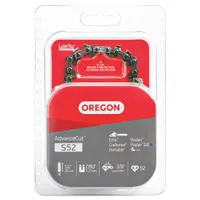 OREGON Chainsaw Chain: 14 in Compatible Bar Lg, 3/8 in, 0.05 in Gauge, 52 Links, 5/32 in File Size (MPN S52)