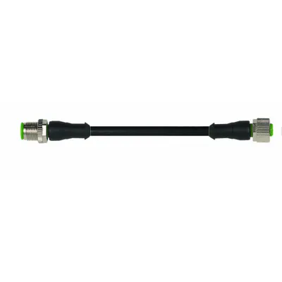 MURRELEKTRONIK Cordset: M12 Male Straight X M12 Female Straight, 4 Pins, Black, PUR, 5 m Cable Lg - Double-Ended Cordsets with PUR Jacket for Twisting Applications