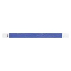 Tyvek security wristband for access control at events, hospitals, and industrial facilities. Blue color aids quick visual identification. 10-inch length and 3/4-inch width fit most adult wrists. Supplied in a 500-count pack with no legend.