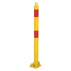 This bolt-on fold-down bollard is made of carbon steel with a yellow finish. It has a 2 1/2 in diameter and a 35 1/2 in install height. Used for access control in areas such as loading docks, parking lots, and pedestrian zones, it can be folded down to allow vehicle passage when not needed.