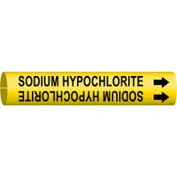 Pipe Marker: Sodium Hypochlorite, Yellow, Black, Fits 1 1/2 to 2 3/8 in Pipe O.D., 1 Pipe Markers (MPN 4124-B)