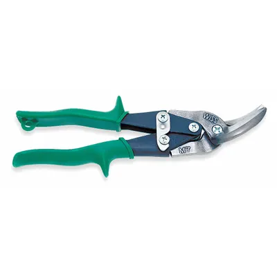 CRESCENT WISS Offset Snip: Right/Straight, 9 1/4 in Overall Lg, 1 1/4 in Cutting Lg, Steel - Offset General Purpose Metal Snips