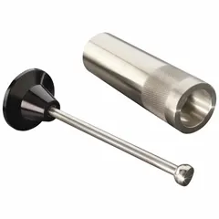This Dounce tissue grinder features a stainless steel tube and pestle for homogenizing soft tissue samples in laboratory settings. The 1 3/8 in tube diameter and 6 3/4 in pestle length accommodate a 15 mL capacity, suitable for cell lysis and tissue disruption applications.