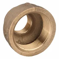 This brass straight pipe fitting connects 1 1/2 in and 3/4 in threaded pipes in low-pressure potable water systems. Rated Class 125 with a maximum operating pressure of 200 psi, it is used as a reducer in plumbing applications where a straight connection is required