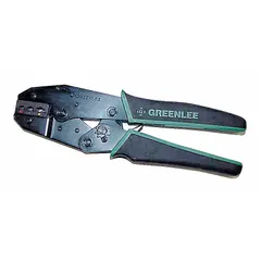 This controlled-cycle ratchet crimper is designed for crimping insulated terminals onto wire sizes from 22 AWG to 10 AWG. The ratchet mechanism ensures consistent crimp force for reliable connections. Suitable for electrical installations and panel building.