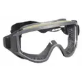 Clear lens safety goggles with anti-fog, chemical-resistant, and scratch-resistant properties. Features indirect venting and an elastic band. Suitable for industrial environments where eye protection from chemical splashes, debris, or smoke is required.