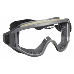Clear lens safety goggles with anti-fog, chemical-resistant, and scratch-resistant properties. Features indirect venting and an elastic band. Suitable for industrial environments where eye protection from chemical splashes, debris, or smoke is required.