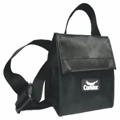 Polyester storage bag for respirators, 7 1/4 inches in length. Provides compact organization and portability for respiratory protection equipment in industrial or maintenance settings.