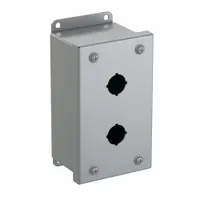 HAMMOND Push Button Enclosure: 22mm, 2 Holes, Carbon Steel, NEMA 12/13 (MPN 1435MB)