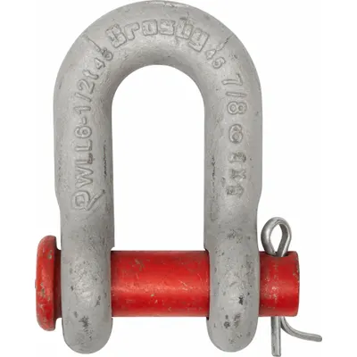 CROSBY Round Pin Chain Shackle: D-Shackle, 9,500 lb Working Load Limit, 3/4 in Body Thick - Chain Shackles