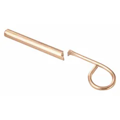 This non-handed window sash lock is designed for single-hung windows. It mounts on the sash and includes a handle for operation. The lock features a brass-plated gold finish and has an overall length of 5/16 in.