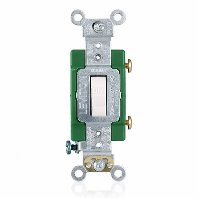 LEVITON Wall Switch: Toggle Switch, Single Pole, Maintained, White, 120/277V AC - Toggle Wall Switches