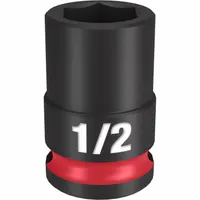 MILWAUKEE Standard Impact Socket: 3/8 in Drive Size, SAE, 1/2 in Socket Size, 6-Point, Std, Friction (MPN 49-66-6106)