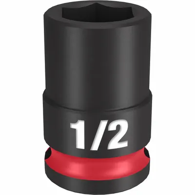 MILWAUKEE Standard Impact Socket: 3/8 in Drive Size, SAE, 1/2 in Socket Size, 6-Point - 3/8" Drive Impact Sockets