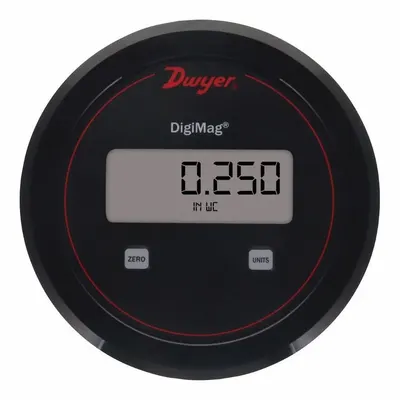 Dwyer Digital Pressure Transmitter: Digital, 0 in wc to 1 in wc, Screw Terminals - Differential Pressure Transmitters with Dial Display
