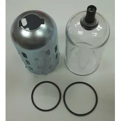 Plastic replacement bowl for WILKERSON FRL units. Designed as a direct replacement component for compressed air filtration, regulation, and lubrication systems. Contains filtered contaminants and maintains system integrity in industrial pneumatic applications.