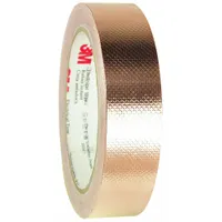 3M 1245 is a general purpose foil electrical tape with a width of 3/8 in and length of 18 yd. It features a 4 mil thickness, 600 V voltage rating, and a brown acrylic adhesive. Suitable for electrical shielding, grounding, splicing, cable repair, and EMI/RFI shielding applications