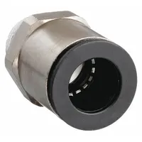 Nickel-plated brass push-to-connect adapter fitting with 1/8 in OD tube connection and 1/8 in male BSPT thread. Suitable for connecting nylon or plastic tubing in pneumatic systems, instrumentation, and low-pressure fluid handling applications. Supplied in a 10-pack