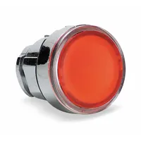 SCHNEIDER Flush Push Button: Red, 22 mm Mounting Size, Metallic, Maintained (MPN ZB4BH043)