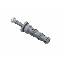 Screw-in, two-position, four-way solenoid cartridge valve with C16-4 cavity size. Steel body and spool with polyurethane seal. Electrically actuated for directional control of hydraulic fluid in double-acting cylinder applications.