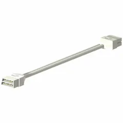 This linking cable is designed for use with LBI Series Internal Driver LED Bar Kits. Each cable measures 12 inches in length, 1/4 inch in width, and 3/10 inch in height. The 10-pack facilitates daisy-chain connections between LED bar kits for modular lighting setups.