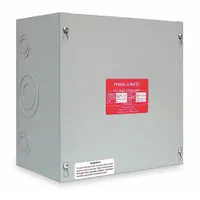 Single-phase voltage stabilizer rated for 230 V operating voltage and 28 A maximum current. Provides regulated output to protect equipment from voltage fluctuations in applications such as agricultural facilities, barns, and ventilation systems