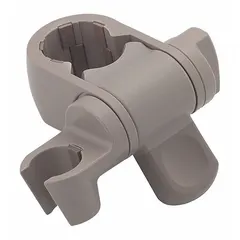 Plastic slide bar mount for handheld showerheads. Unfinished finish. Designed for mounting handheld showerheads in residential or commercial bathrooms, allowing adjustable height positioning along a slide bar.